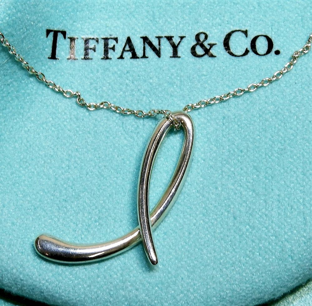 Appraisal: Tiffany Co Elsa Peretti Sterling L Necklace Tiffany Co United