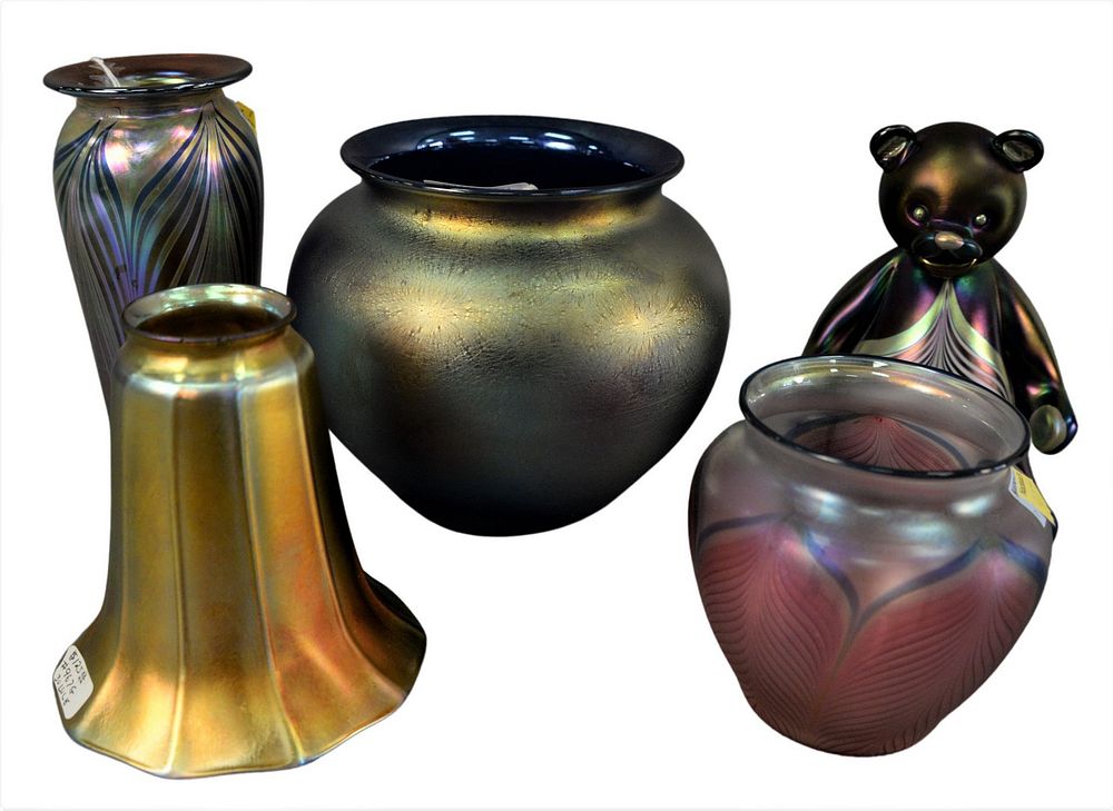 Appraisal: Group of Five Art Glass Pieces to include two Zellique