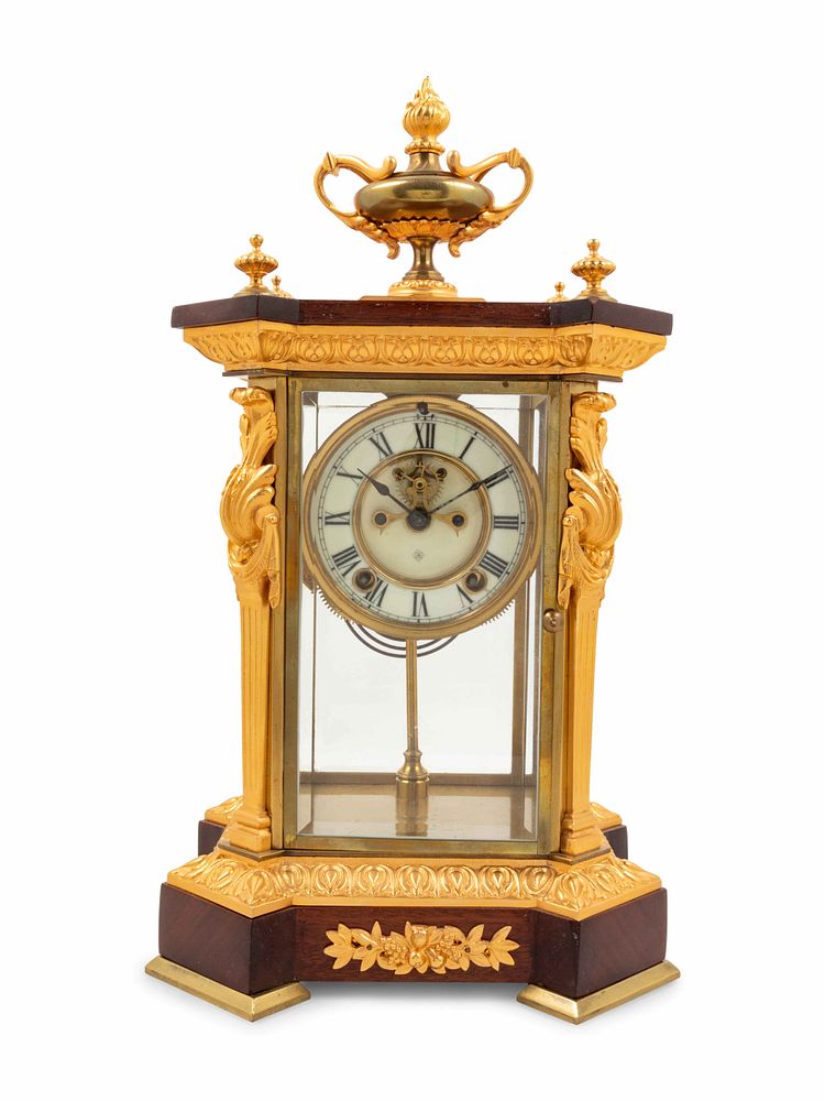 Appraisal: An Ansonia Commodore Gilt Metal Mounted Crystal Mantel Clock An