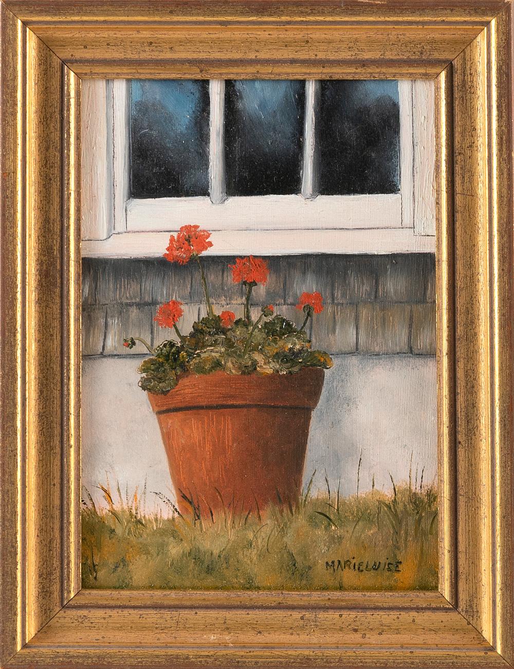 Appraisal: MARIELUISE HUTCHINSON MASSACHUSETTS B POT OF GERANIUMS BY A WINDOW