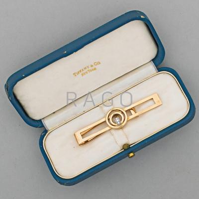 Appraisal: TIFFANY CO K GOLD DIAMOND TIE BAR ca Three full