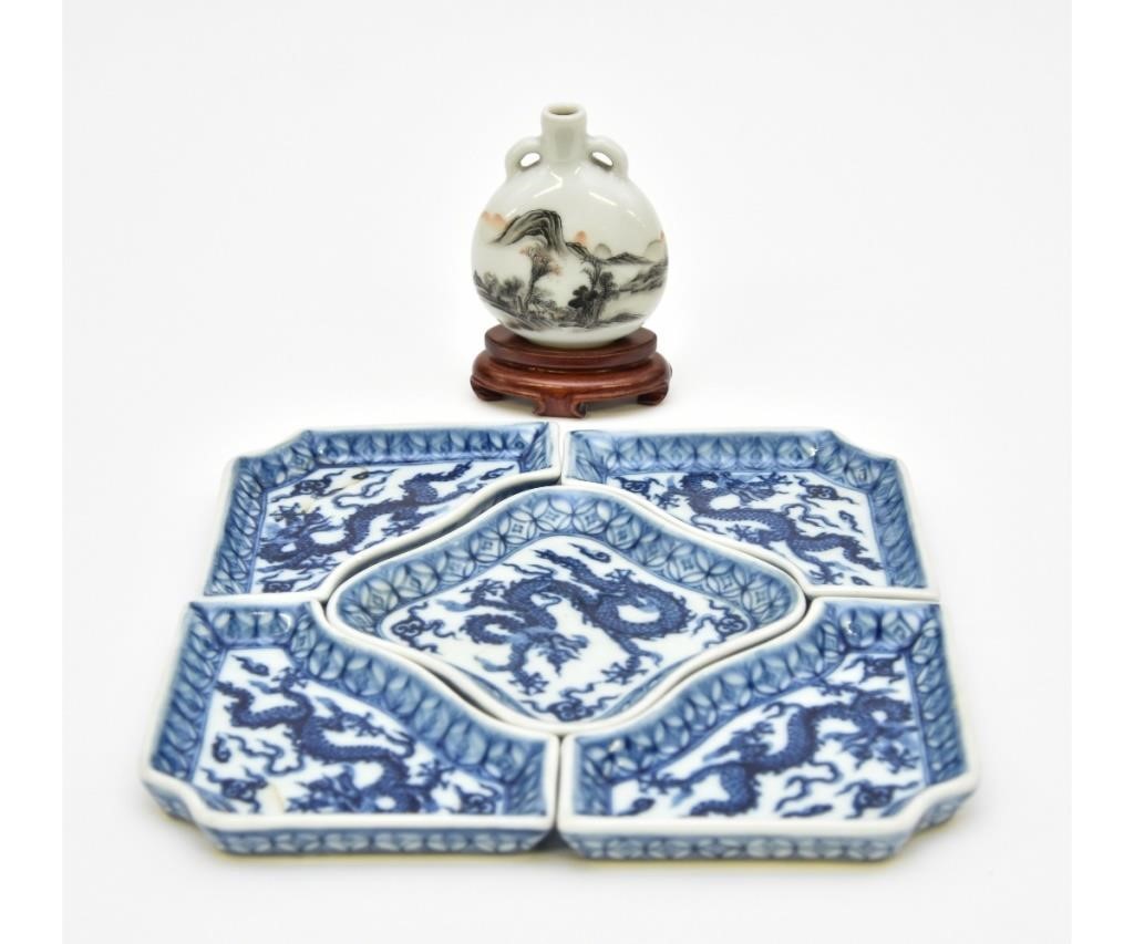 Appraisal: Chinese porcelain five piece condiment set h x l x