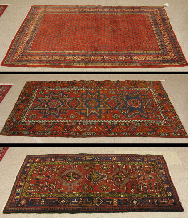 Appraisal: THREE PERSIAN AREA RUGS ' X ' Caucasian design Ardabil