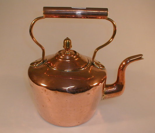 Appraisal: A Victorian copper kettle with acorn finial