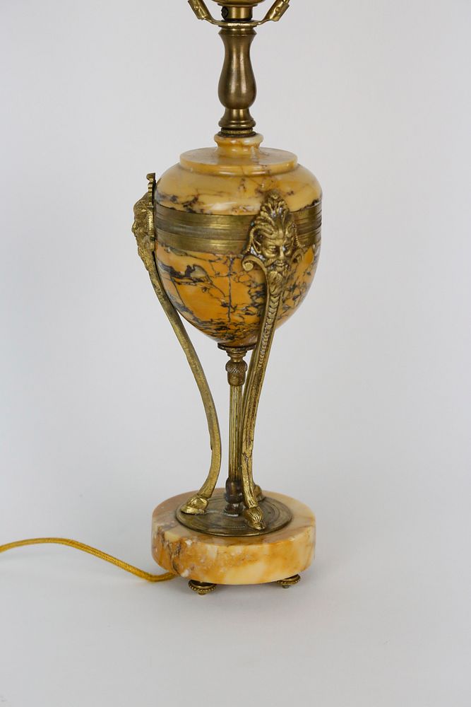 Appraisal: French Empire Marble and Bronze Lamp mid th Century French