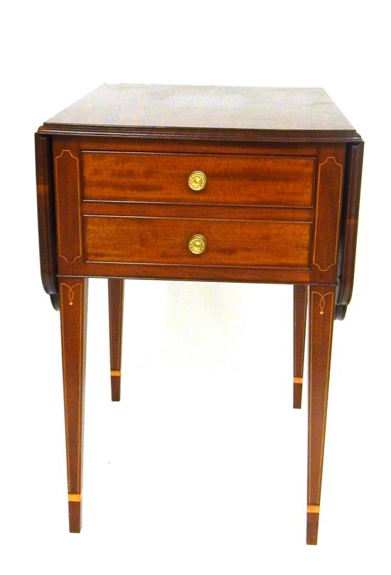 Appraisal: Charles J Post custom-made Hepplewhite-style drop leaf two-drawer stand mahogany