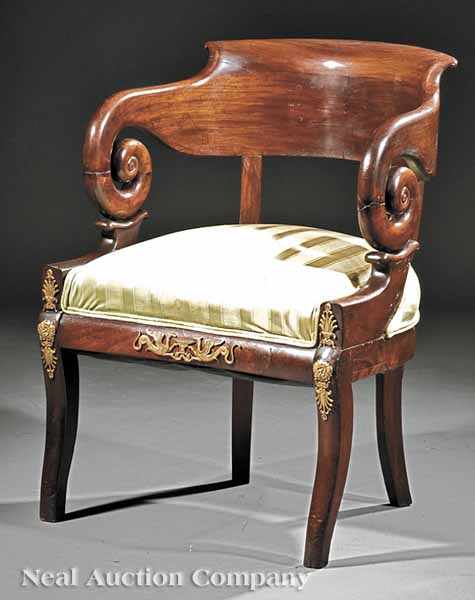 Appraisal: A Fine Louis Philippe Gilt Bronze-Mounted Cuban Mahogany Chaise early