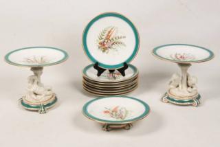 Appraisal: PIECE ENGLISH PORCELAIN PARTIAL DESSERT SERVICE WITH JEWELED FRIEZE AND