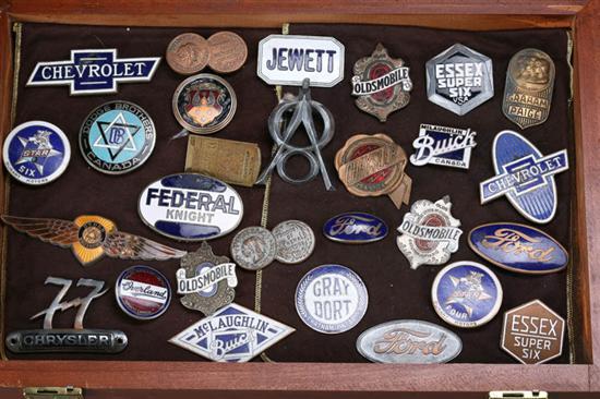 Appraisal: GROUP OF CAR EMBLEMS Twenty-eight vintage car emblems including Chevrolet