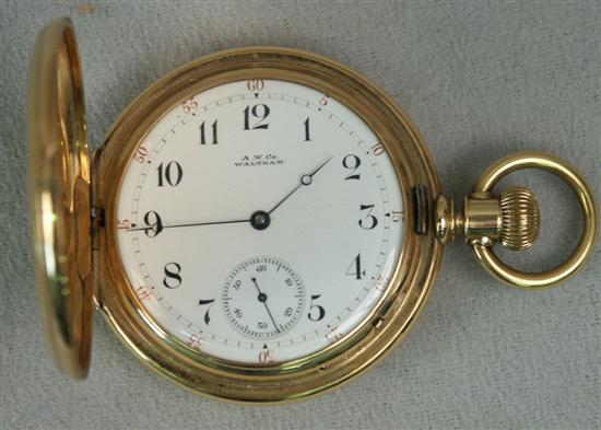 Appraisal: GENTLEMAN'S K YELLOW GOLD POCKET WATCH A W Co Waltham