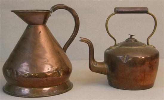 Appraisal: th century copper two gallon measure high and a th