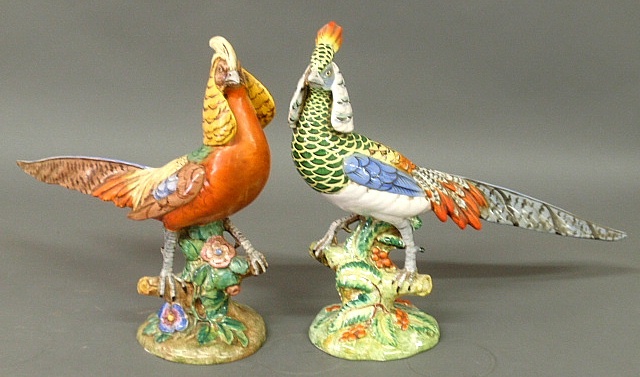 Appraisal: - Pair of colorful Italian ceramic birds with labels KB