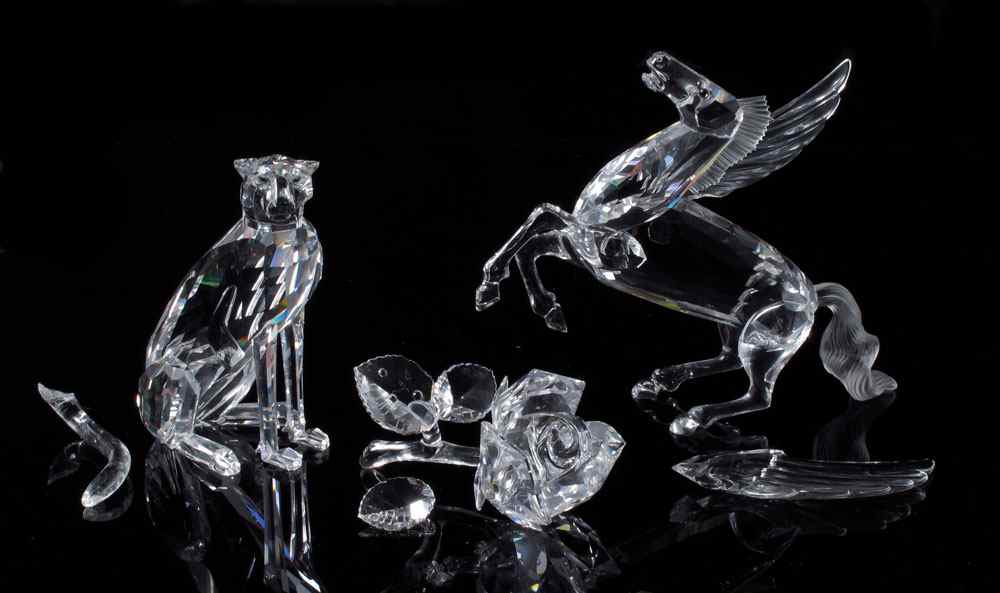 Appraisal: SWAROVSKI CRYSTAL FIGURINES pc lot of AS IS sculptures to