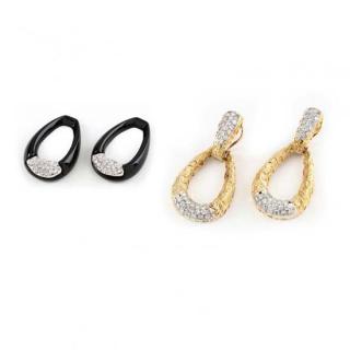 Appraisal: KT Diamond and Onyx Convertible Earrings in the door knocker