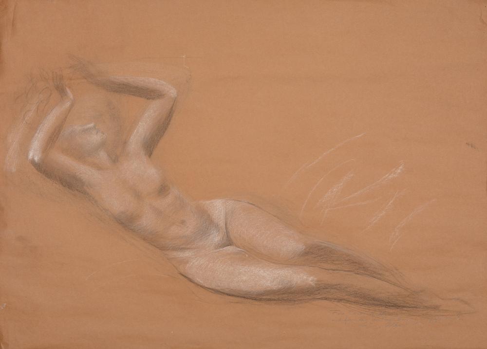 Appraisal: Enrique Alferez Mexican New Orleans - Recumbent Nude charcoal and