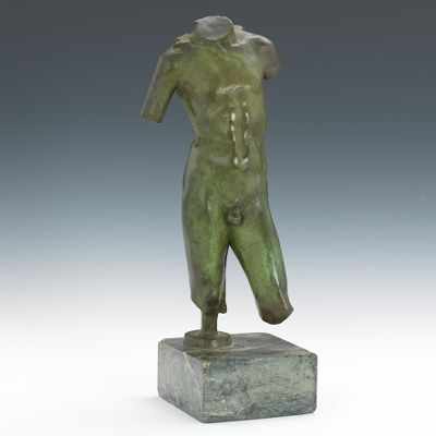 Appraisal: Bronze Torso Signed Weisman Male Torso Cast bronze with verdigris