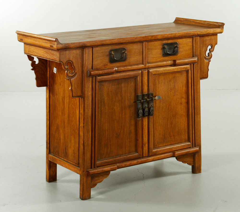 Appraisal: - Chinese Huanghuali Wood Cabinet Huanghuali wood cabinet China long