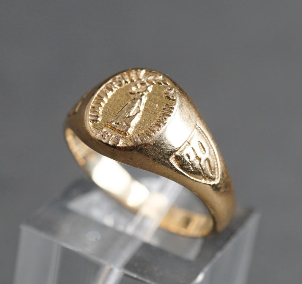 Appraisal: Ladies University of Virginia -Karat Yellow-Gold Signet Ring dwt Size