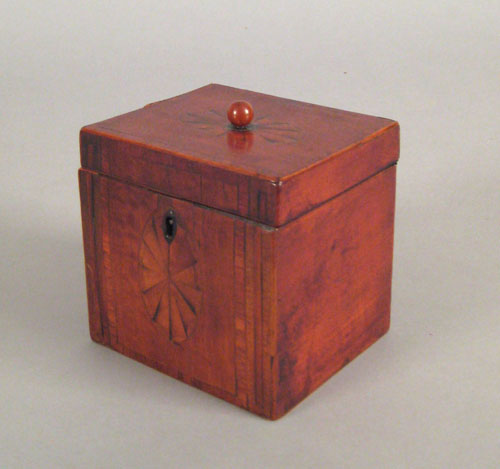 Appraisal: Hepplewhite cherry tea caddy ca with paterae inlay h w