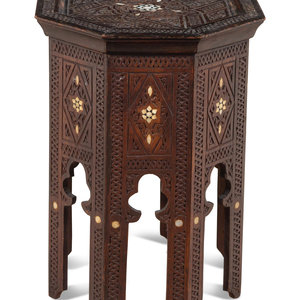 Appraisal: A Moroccan Style Mother-of-Pearl Inlaid Side Table First Half th