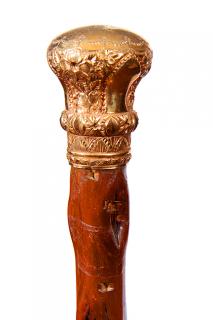 Appraisal: Gold Dress Cane- Ca - A gold filled ornate handle