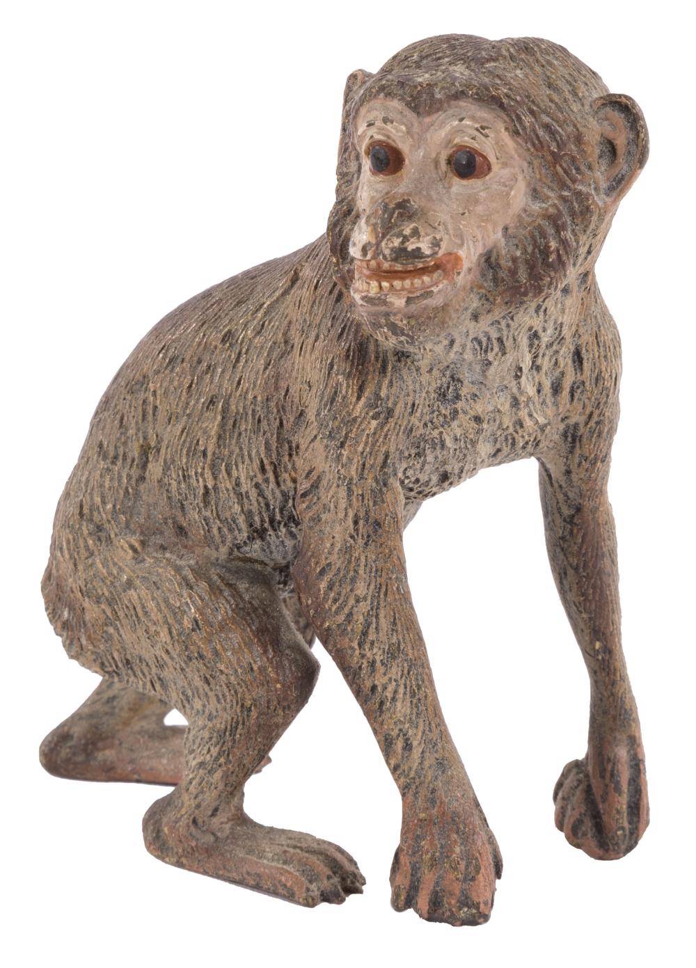 Appraisal: Continental Cold Painted Bronze Figure of a Monkey c probably