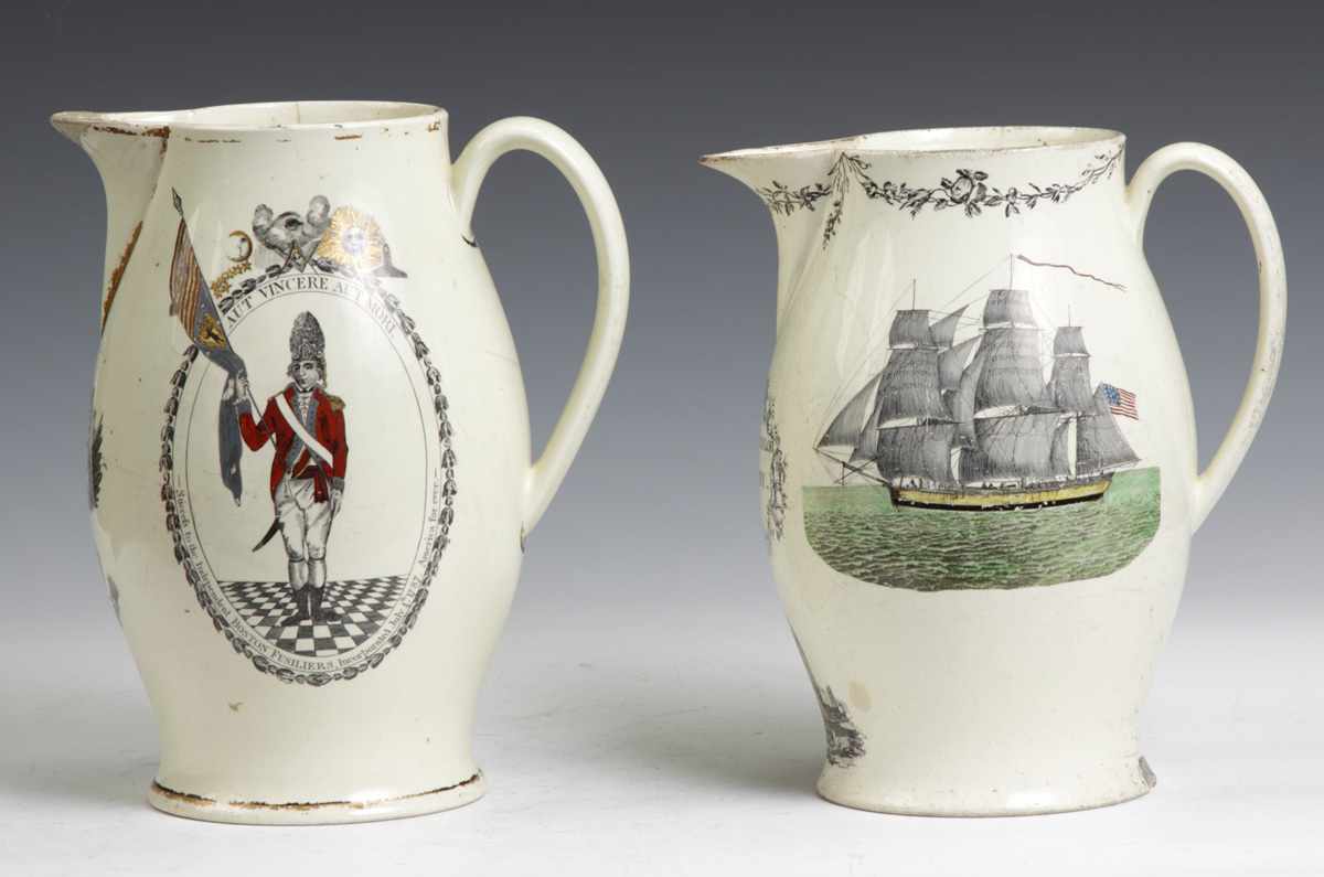 Appraisal: Liverpool Jug with American Ships on both sidesEarly th cent