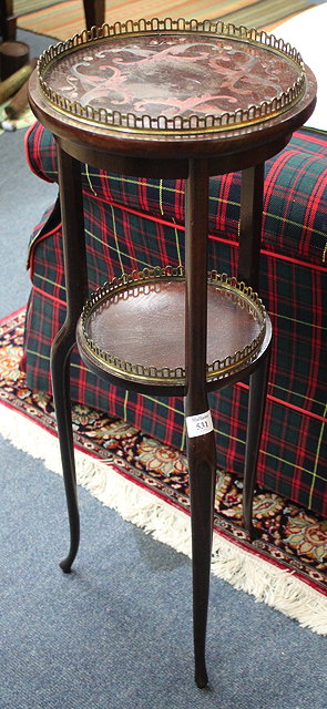 Appraisal: A SMALL MAHOGANY FRENCH STYLE CIRCULAR TWO-TIER OCCASIONAL TABLE with