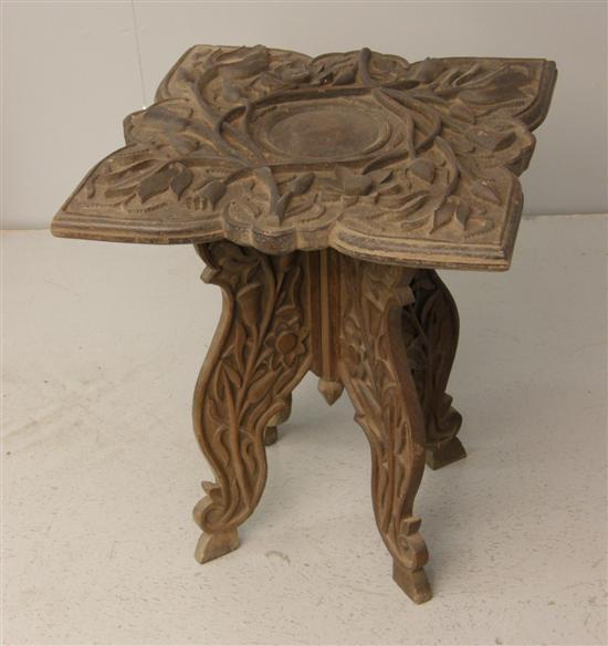 Appraisal: th century Benares folding stool profusely carved with flowers h