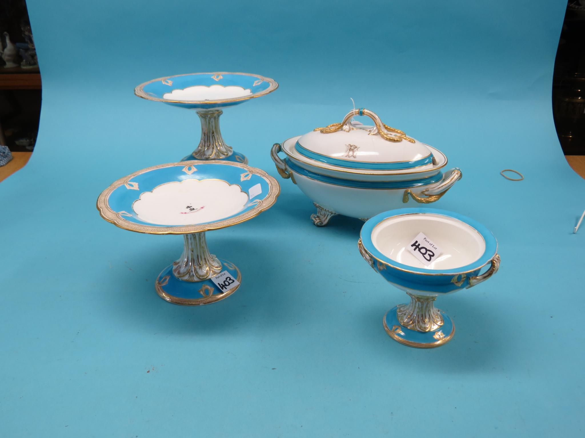 Appraisal: A pair of Victorian bone china comports together with a