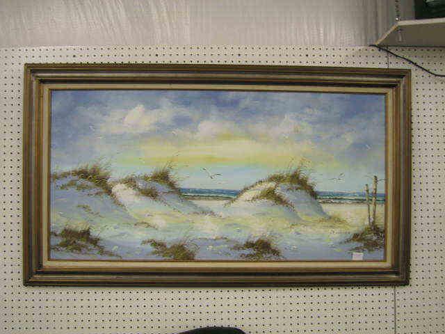 Appraisal: B Cooper Oil on Canvas sand dunes seaguls x