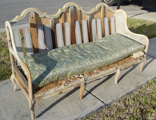 Appraisal: EARLY FRENCH LOUIS XVI STYLE SOFA FRAME Worn painted finish