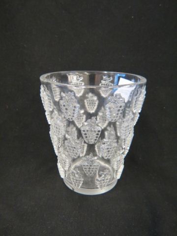 Appraisal: Lalique Crystal Vase raised grape cluster design tall signed excellent