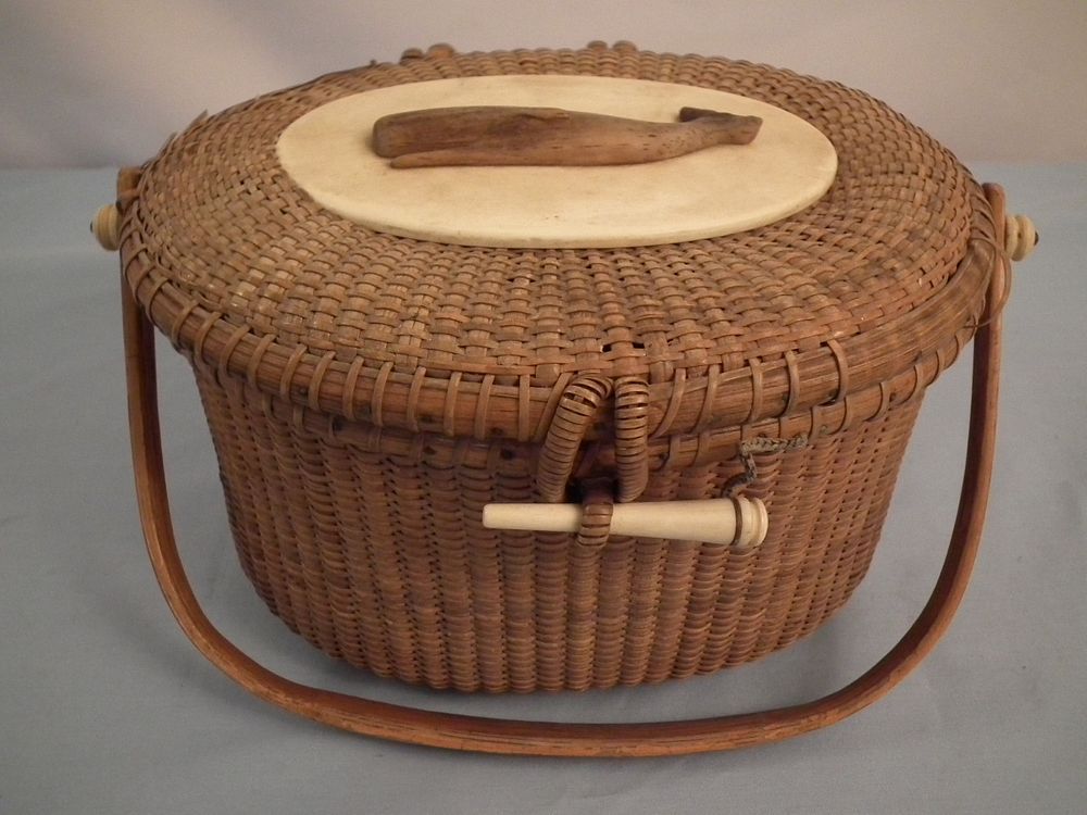 Appraisal: WHITTEN NANTUCKET BASKET PURSE Vintage Nantucket basket purse signed Paul