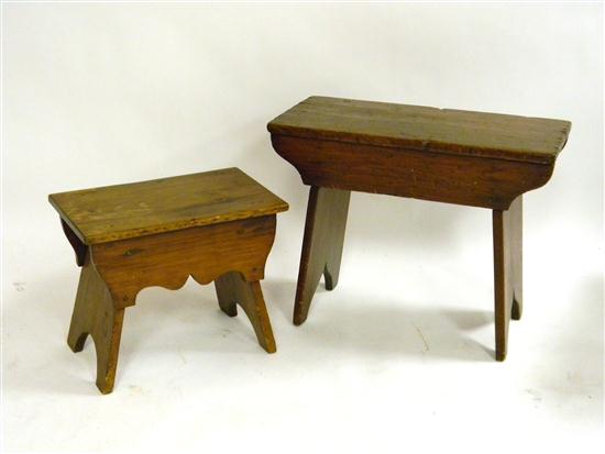 Appraisal: Two wooden benches one '' h the other with shaped