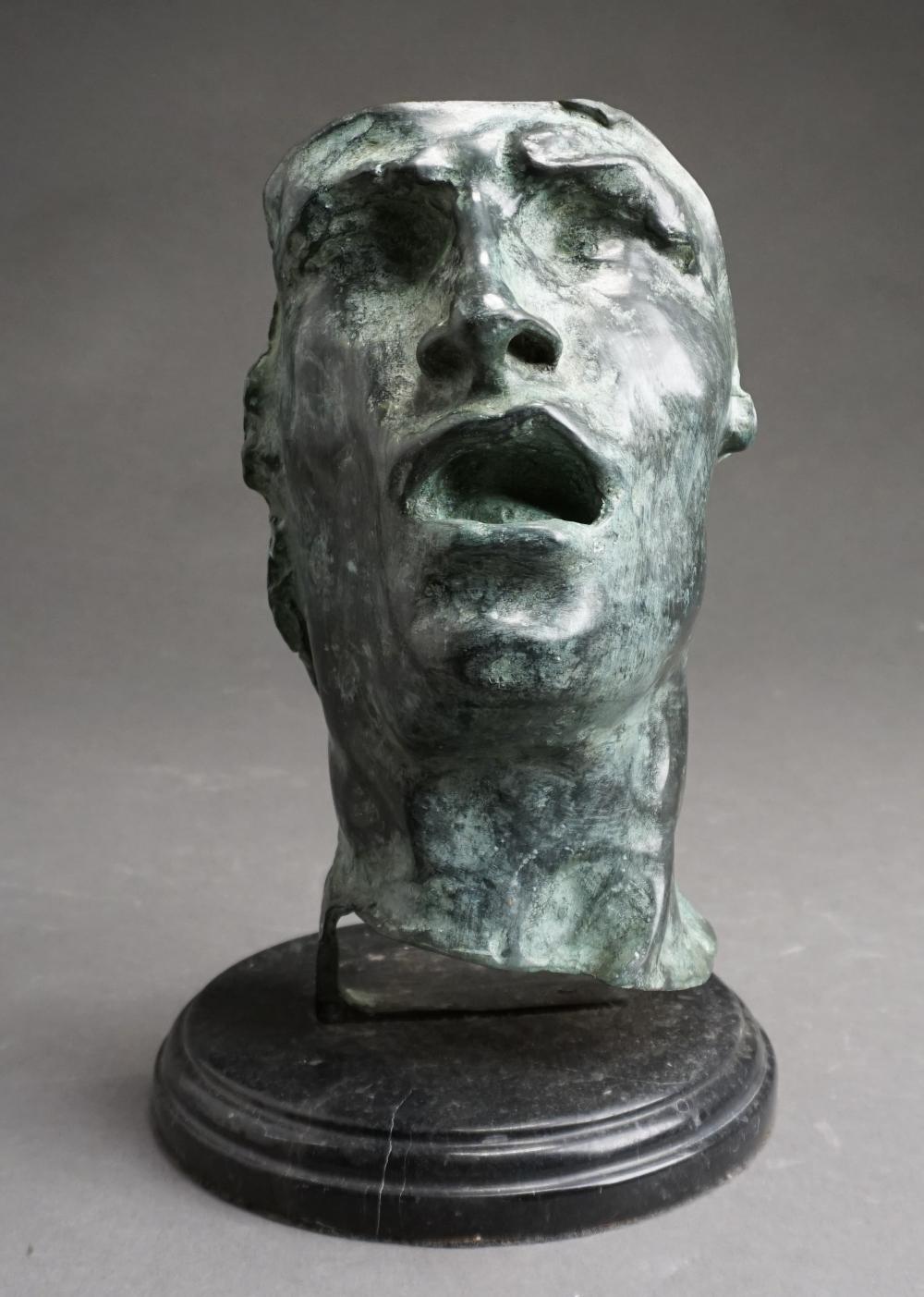 Appraisal: AFTER AUGUSTE RODIN 'THE CRY' BRONZE BUST ON STONE PLINTH