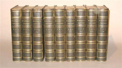 Appraisal: vols Walpole Horace The Letters of London Richard Bentley Edited