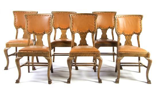 Appraisal: A Set of Six Victorian Oak Chairs each with upholstered