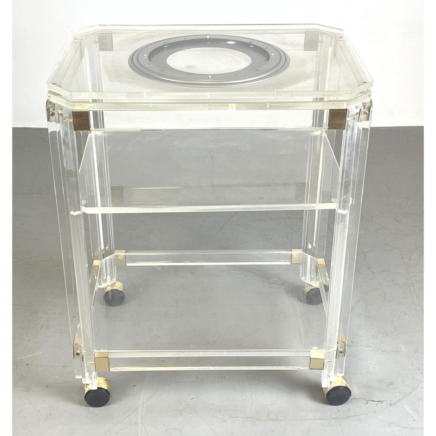 Appraisal: Mid Century Modern Lucite Acrylic rolling Stand with Lazy Susan