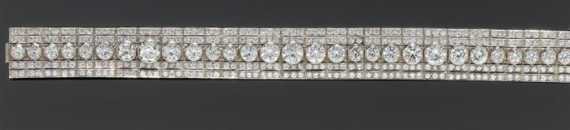 Appraisal: DIAMOND BRACELET ca Platinum Fancy geometrically shaped bracelet the middle