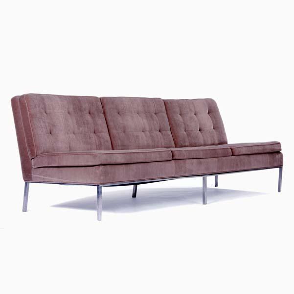 Appraisal: FLORENCE KNOLL KNOLL Three-seat sofa re-upholstered in umber velvet on