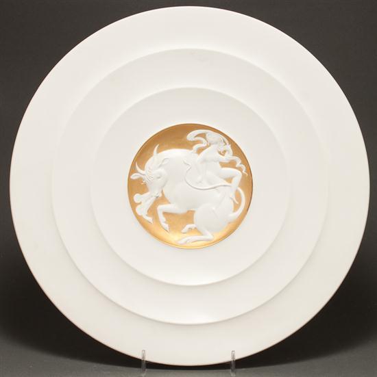 Appraisal: Rosenthal bisque and porcelain charger th century stylized interior decoration