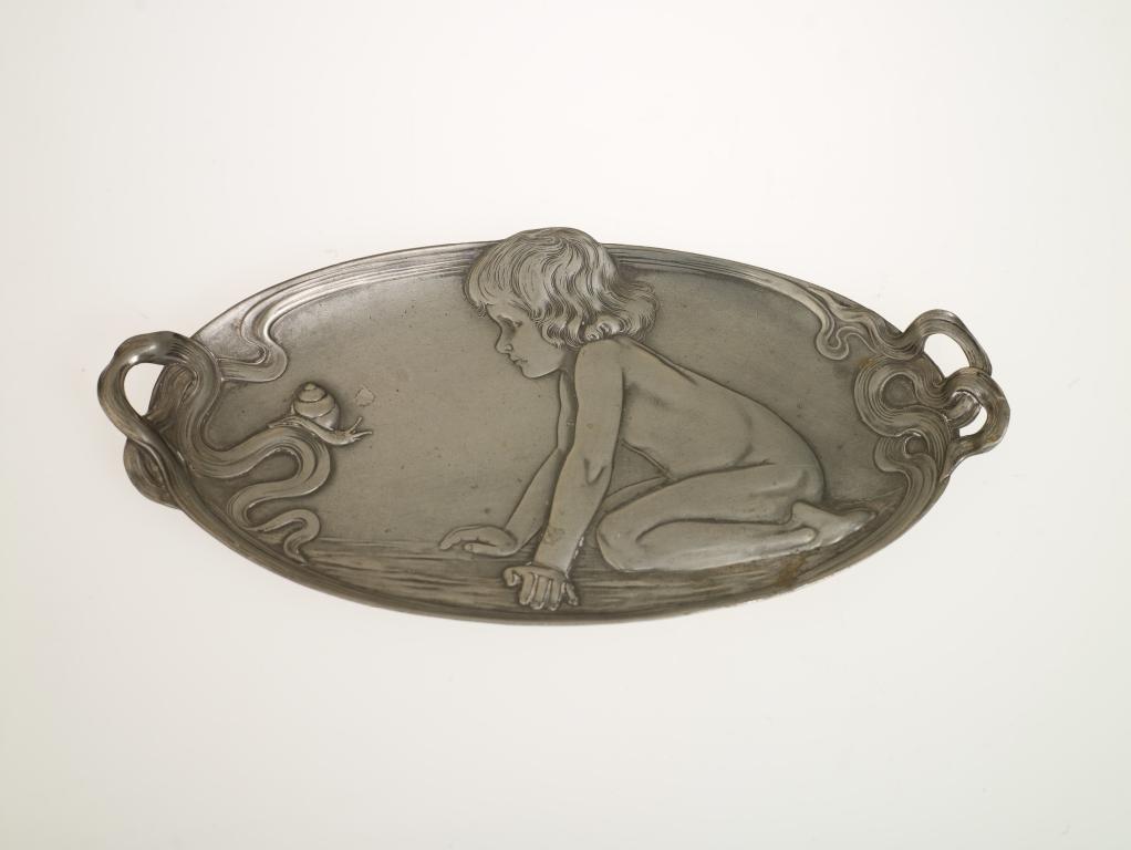 Appraisal: WMF PEWTER CARD TRAY c cast with a crouching child