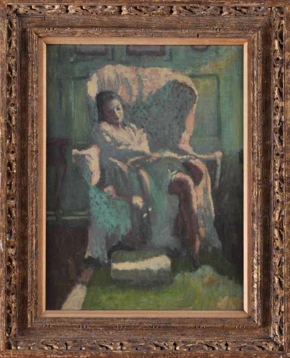 Appraisal: EUROPEAN SCHOOL SEATED WOMAN Oil on canvas x in bearing