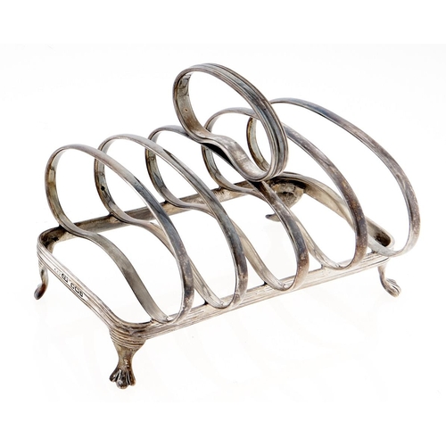 Appraisal: An Edwardian silver five hoop toast rack cm l by