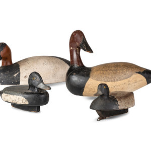 Appraisal: Four Wooden Canvasback Duck Decoys th Century one with illegible