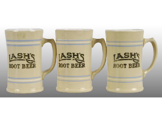 Appraisal: Lot of Assorted Striped Lash's Root Beer Mugs Description All