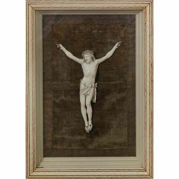 Appraisal: German Ivory Crucifix German ca s An ivory crucifix housed