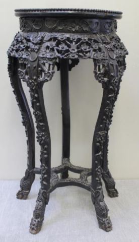 Appraisal: Antique Chinese Hardwood Urn Stand Extra grade model Carved with