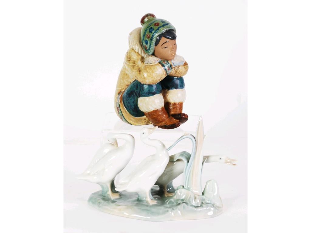 Appraisal: LLADRO POTTERY FIGURE OF A YOUNG INNUIT modelled seated cm